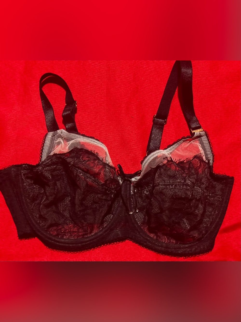 smart & sexy Black Lace Underwire Bra with Sheer Cups